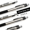 Retractable Stainless Steel Ballpoint Gel Pens,0.5mm Fine Point Bullet Tip Black Blue ink Refill Smooth Writing Grip Signing Pen
