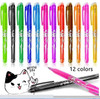 12 Color 0.7mm Blue Black Ink Gel Pen Erasable Refill Rod set Erasable Pen Washable Handle School Writing Stationery Gel Ink Pen