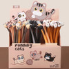 48 Pcs/Box Kawaii Silicone Cat Gel Pen Cute 0.5mm Black Ink Swinging Signing Pen Students Writing Office School Stationery