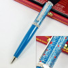 Luxury Red Rhombus Net Pattern Ballpoint Pen Dumont de CT Heptagon Blue / Green Barrel Silver Trim With Serial Number