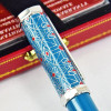 Luxury Red Rhombus Net Pattern Ballpoint Pen Dumont de CT Heptagon Blue / Green Barrel Silver Trim With Serial Number