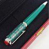 Luxury Red Rhombus Net Pattern Ballpoint Pen Dumont de CT Heptagon Blue / Green Barrel Silver Trim With Serial Number
