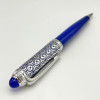 YAMALANG CT Luxury Classic Blue Circle Pattern Covered Lacquer Barrel Ballpoint Pen Silver Trim Writing Smooth Stationery