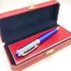 YAMALANG CT Luxury Classic Blue Circle Pattern Covered Lacquer Barrel Ballpoint Pen Silver Trim Writing Smooth Stationery