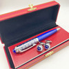 YAMALANG CT Luxury Classic Blue Circle Pattern Covered Lacquer Barrel Ballpoint Pen Silver Trim Writing Smooth Stationery