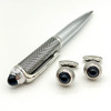 YAMALANG CT Luxury Classic Blue Circle Pattern Covered Lacquer Barrel Ballpoint Pen Silver Trim Writing Smooth Stationery