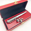 YAMALANG CT Luxury Classic Blue Circle Pattern Covered Lacquer Barrel Ballpoint Pen Silver Trim Writing Smooth Stationery