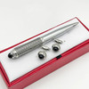 YAMALANG CT Luxury Classic Blue Circle Pattern Covered Lacquer Barrel Ballpoint Pen Silver Trim Writing Smooth Stationery