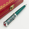 CT Ballpoint Pen Santos-Dumont de Heptagon Black Barrel Snow Flower Pattern Luxury Silver Trim With Serial Number