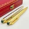 Luxury Ballpoint Pen Stainless Steel Ragging Writing Smooth Office Stationery With Gem