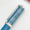 LAN CT Ballpoint Pen Cufflinks Set Heptagon Blue / Green Barrel Luxury Red Rhombus Net Pattern Silver Trim With Serial Number