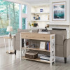 Alden Design Wood and Iron Console Table 1 Drawer & 2 Shelves, Light Oak with White Frame Console Table for Living Room