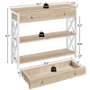 Alden Design Wood and Iron Console Table 1 Drawer & 2 Shelves, Light Oak with White Frame Console Table for Living Room