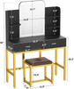 Vanity Desk with LED Lighted Mirror, Vanity table with Cushioned Stool, Modern Dressing Table with 2 Storage Drawers for Bedroom