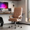 Leather Executive Office Chair with Arms and Wheels, High Back Ergonomic Computer Desk Chair Height Swivel Office chair