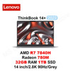 2023 Lenovo ThinkBook 14+ Laptop AMD R7-7840H Radeon 780M/RTX3050 16GB/32GB RAM 512GB/1TB/2TB SSD 14inch 90Hz 2.8K IPS Notebook