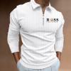 2023 Hot Selling Men's Casual Striped Long Sleeve Polo Shirt Autumn
