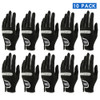 Pack Of 10 Pcs Men's Golf Gloves Breathable Black Soft Fabric Brand