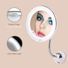 Flexible Gooseneck 6.8" 10x Magnifying LED Lighted Makeup Mirror, Bathroom Magnification Vanity Mirror with Suction Cup, 360 Deg