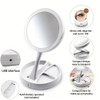 1 piece Foldable Vanity Mirror with LED Light and 2x/10x Magnification - Double Sided Retractable Mirror