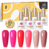 BORN PRETTY 10ml Nude Pink Gel 6PCS Nail Polish Set Milky Jelly Pink Transparent Serise Soak Off UV LED Nail Gel Varnish Kit