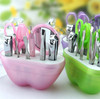 9pcs Apple Makeup Manicure Set Kit Nail Scissors Nail File Cuticle Pushers Eyebrow Scissors Ear Pick Nail Tools