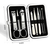 by dhl or ems 200 sets 8pcs/set Stainless steel Kit Nail Pedicure Set Art Care Scissor Tweezer Ear Pick Clipper Acne Needle 2018
