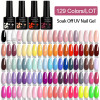 LILYCUTE 129PCS/Set Nail Gel Polish Glitter Colors Semi Permanent Hybrid Gel Varnish Base Top Coat Soak Off UV LED DIY Nail Art