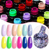 LILYCUTE 129PCS/Set Nail Gel Polish Glitter Colors Semi Permanent Hybrid Gel Varnish Base Top Coat Soak Off UV LED DIY Nail Art