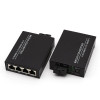 HTOC Double Ended 4 Port RJ45 Gigabit Ethernet Fiber Media Converter Built-in UTP Module SC 10/100/1000M Single Mode (3KM)