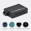 HTOC Double Ended 4 Port RJ45 Gigabit Ethernet Fiber Media Converter Built-in UTP Module SC 10/100/1000M Single Mode (3KM)