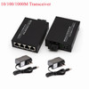 HTOC Double Ended 4 Port RJ45 Gigabit Ethernet Fiber Media Converter Built-in UTP Module SC 10/100/1000M Single Mode (3KM)