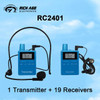 RICH AGE 20 Slot Portable Bag Audio Tour Guide System 1 Transmitter Plus 19 Receiver For Tour Guides Simultaneous Interpreting