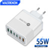 55W 6 Ports USB Charger Type C Quick Charger QC 3.0 Mobile Phone Wall Adapter Fast Charging For iPhone Xiaomi Samsung Huawei