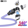 540 Rotate Magnetic USB Cable Type C Cable Fast Charging For iphone Samsung Magnet Charge Micro USB Cable Mobile Phone USB Wire