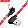 USB C Type C Cable 90 Degree Elbow Mobile Phone Fast Charging Cord For Samsung Xiaomi Gaming Cable Type-C Microusb Charger Cable