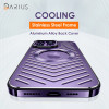 Stainless Steel Frame Aluminum Backplane Metal Magnetic Phone Case For iPhone 12 13 14 Pro Max 14Plus Hollow Cooling Cover Funda