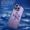 Stainless Steel Frame Aluminum Backplane Metal Magnetic Phone Case For iPhone 12 13 14 Pro Max 14Plus Hollow Cooling Cover Funda