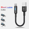 25cm Short Nylon Charger Data Cable 2.4A Micro USB Type C Cables For iOS Android Phone Fast Charging Power Bank Phone Cord Wire