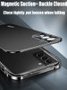 Fashion Magnetic Close Aluminum Metal Case For Samsung Galaxy S24 S23 S22 S21 Ultra Strong Drop Proof Cover Camera Protecter