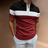 Men's Polo T shirt Colorful striped printed zipper pullover summer