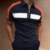 Men's Polo T shirt Colorful striped printed zipper pullover summer
