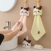 Coral Velvet Pocket Cat Embroidered Hand Towel Bathroom Hanging Absorbent Towel Kitchen Bathroom Square Towel