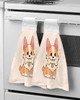 Cute Corgi Cartoon Hand Towels Microfiber Absorbent Soft Children Towel Handkerchief Bathroom Kitchen Dishcloth