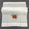 12 PCS Fashion Handkerchief Towel White Linen Vintage Holiday Guest Towels Hand Towel with Color Embroidery Floral For Room