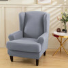 Solid Colour Wing Chair Covers Stretch Wingback Armchair Cover with Seat Cushion Cover Elastic Removable Sofa Couch Protector