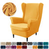 Solid Velvet Soft Warm Wing Armchair Covers High Elasticity Wing Back Stretch Chair Cover Single Sofa Cushion Slipcovers Xmas