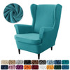 Solid Velvet Soft Warm Wing Armchair Covers High Elasticity Wing Back Stretch Chair Cover Single Sofa Cushion Slipcovers Xmas