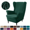 Solid Velvet Soft Warm Wing Armchair Covers High Elasticity Wing Back Stretch Chair Cover Single Sofa Cushion Slipcovers Xmas