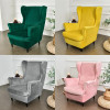 Velvet Wing Chair Cover Stretch Spandex Armchair Covers Non Slip Wingback Sofa Slipcovers with Seat Cushion Cover Living Room